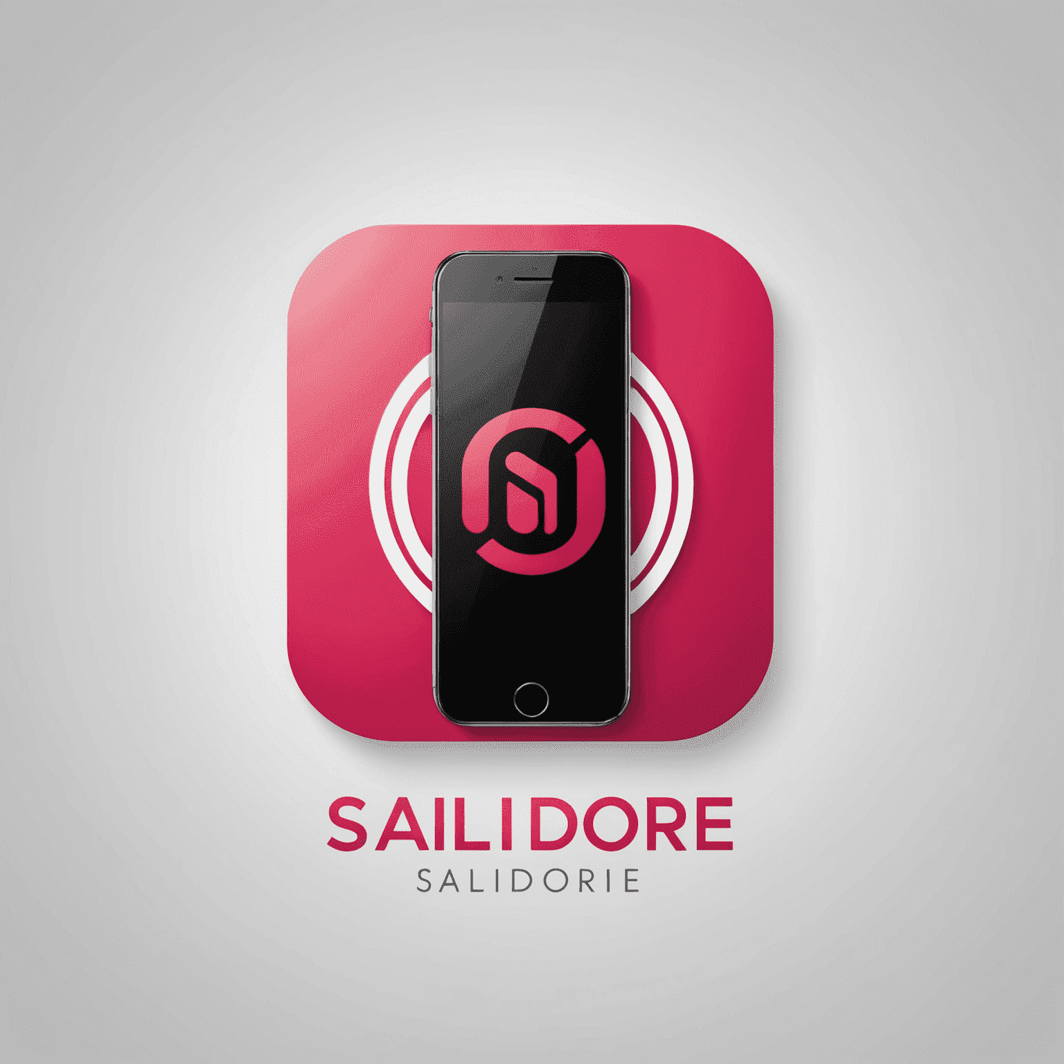 Salidore logo - A modern, sleek design incorporating a stylized mobile phone icon with red and pink elements