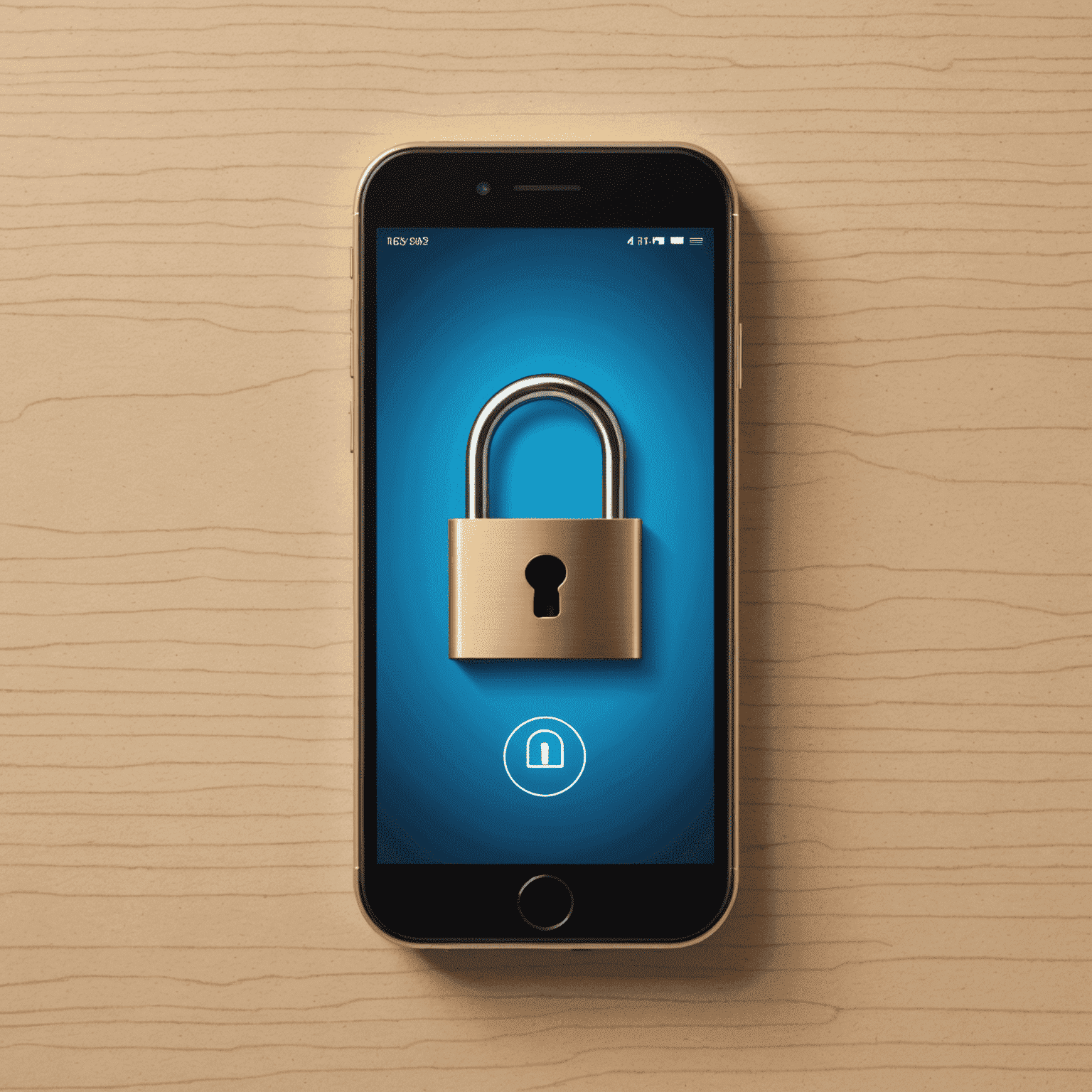 A smartphone with a digital lock icon, representing mobile security measures