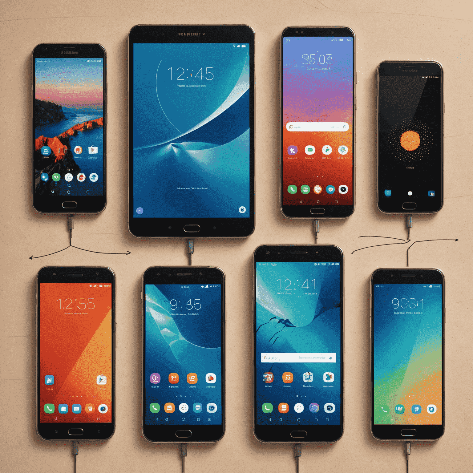 Various latest smartphone models displayed with upgrade arrows